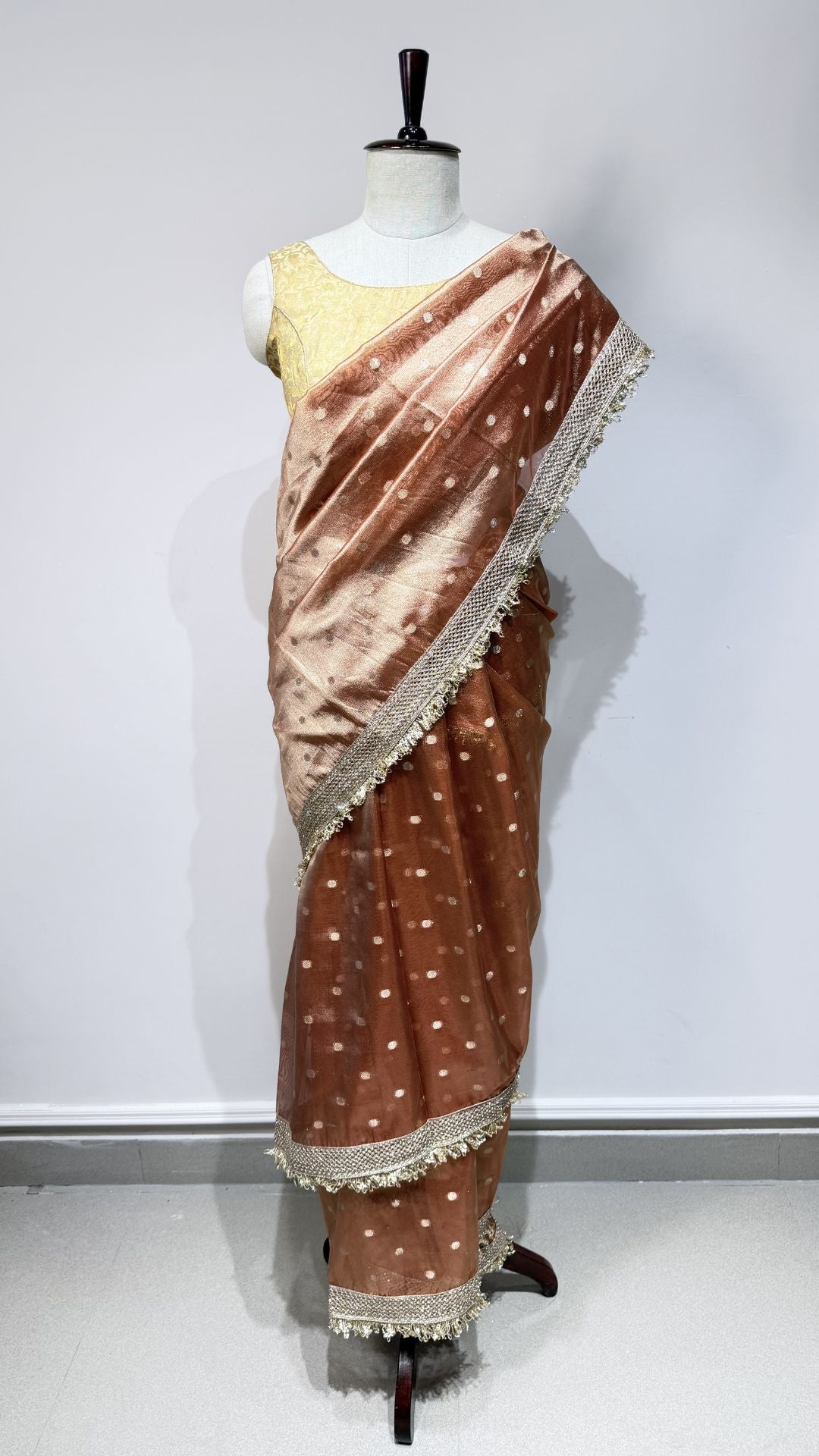 Orange Tissue Saree with Lace Border