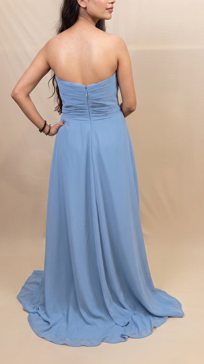 Banarashe Women’s Sky Blue Strapless Pleated Maxi Dress