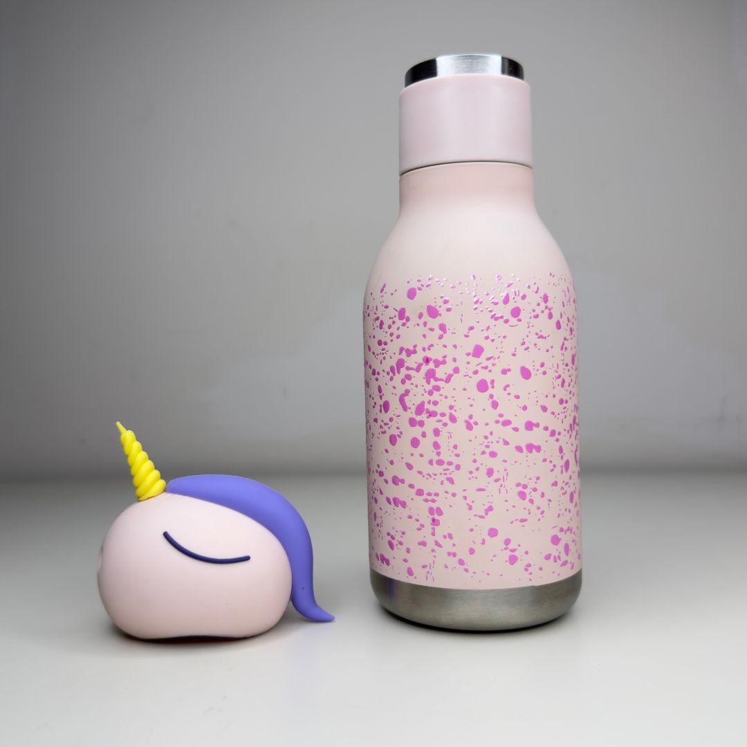 Pink Unicorn Stainless Steel Insulated Water Bottle with Straw Leakproof Hot & Cold
