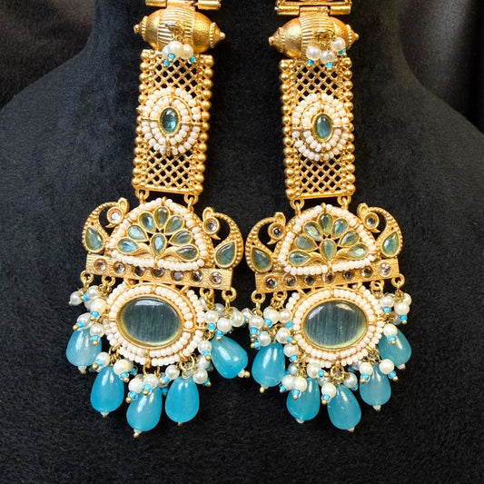 Kashmiri Long Traditional jhumka Blue  Colours
