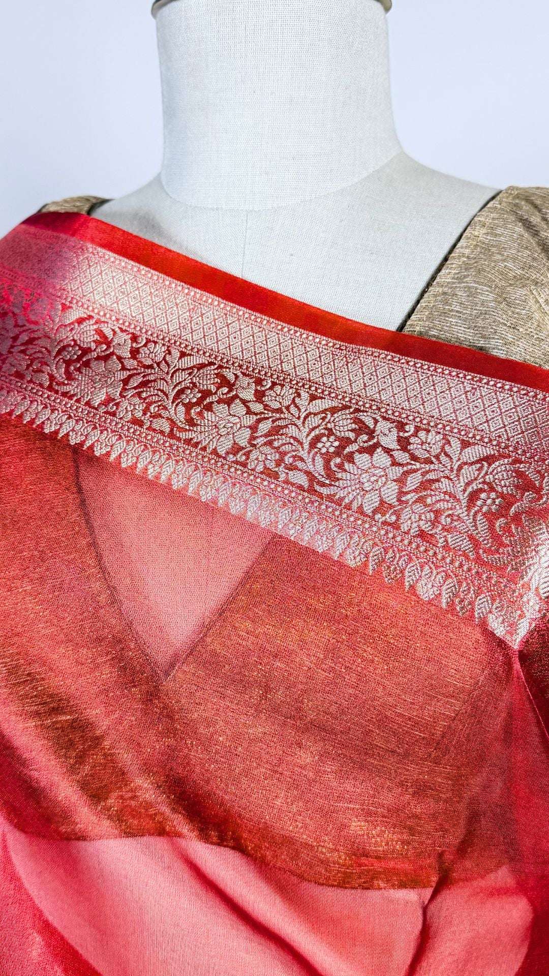 Red Banarasi Tissue Silk Saree