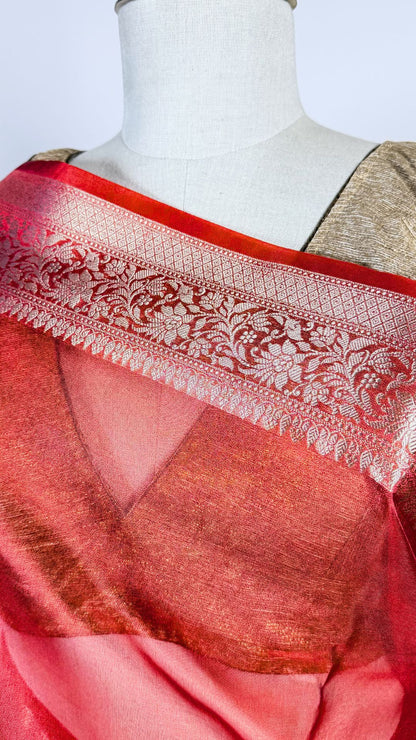 Red Banarasi Tissue Silk Saree