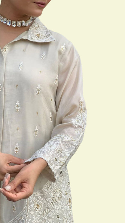 Premium Chanderi Silk Embroidered Co-ord Set
