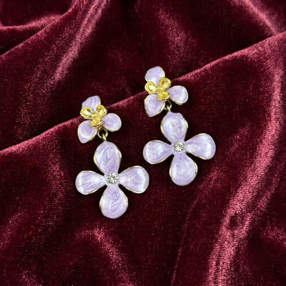 Anti-Tarnish Lavender Blossom Floral Earrings for Women