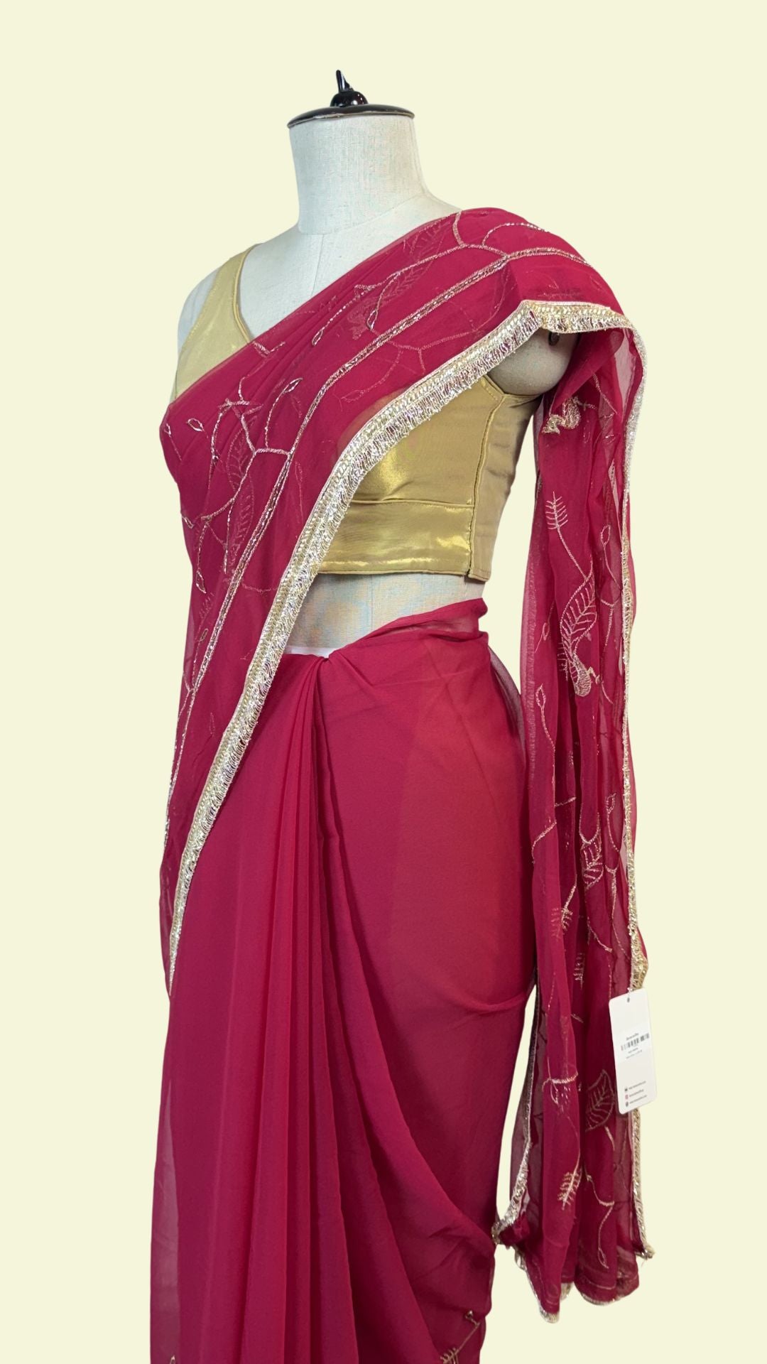 Dark Pink Chiffon Saree for Women