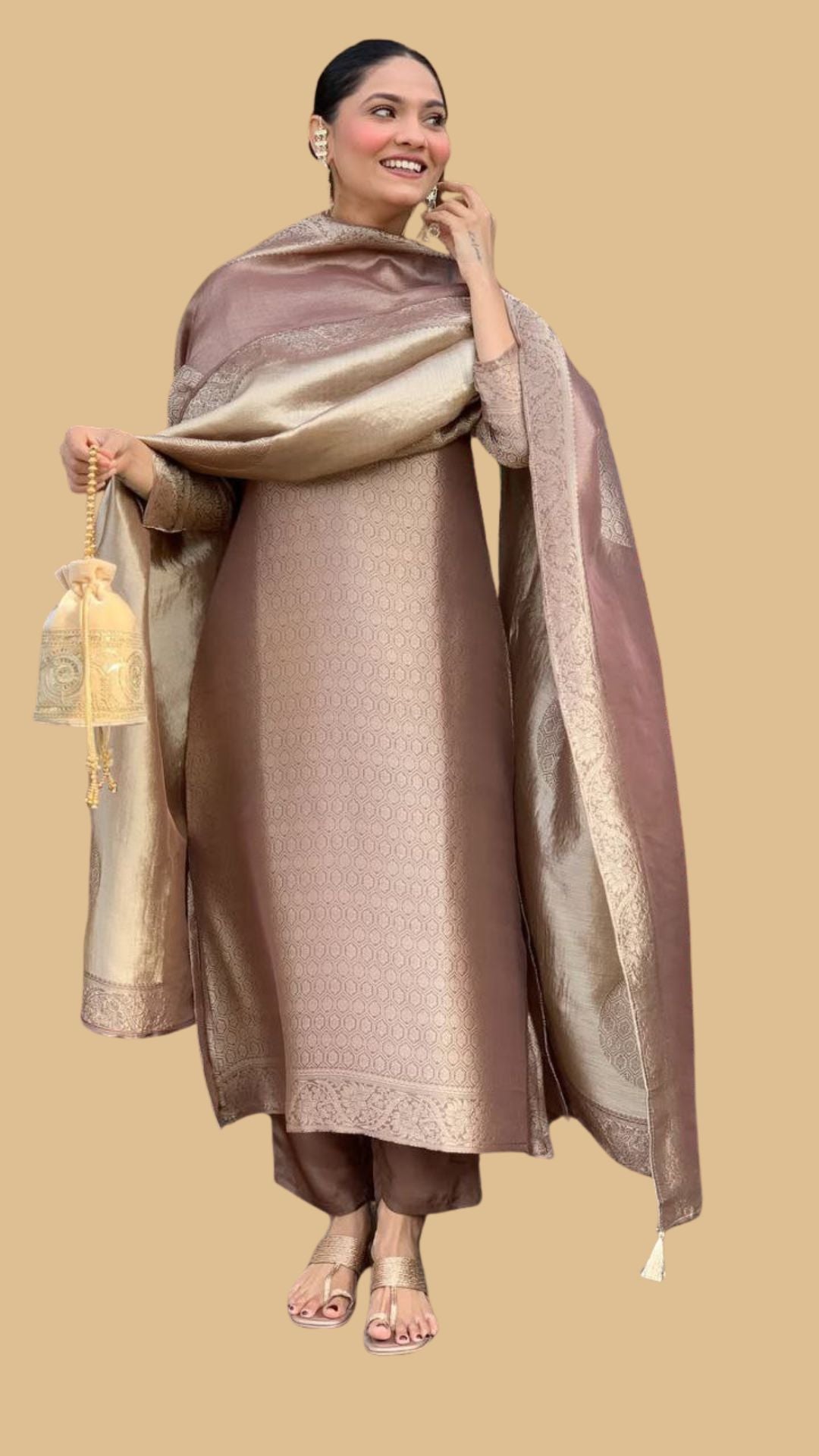 Banarasi Suit Set for Women with Zari Dupatta