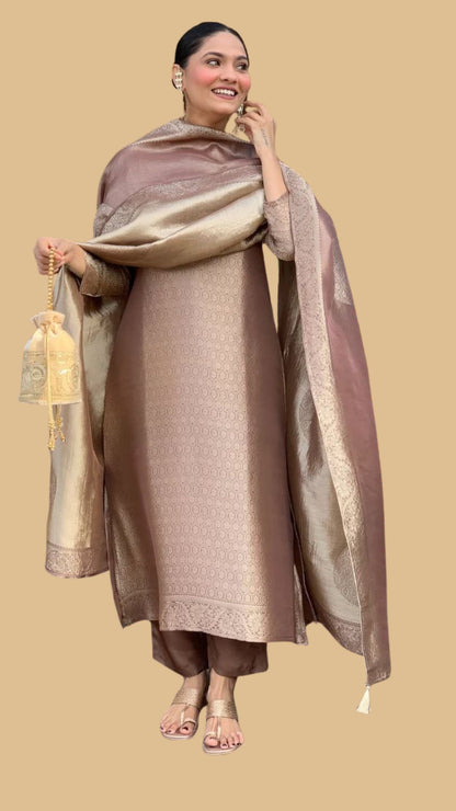 Banarasi Suit Set for Women with Zari Dupatta
