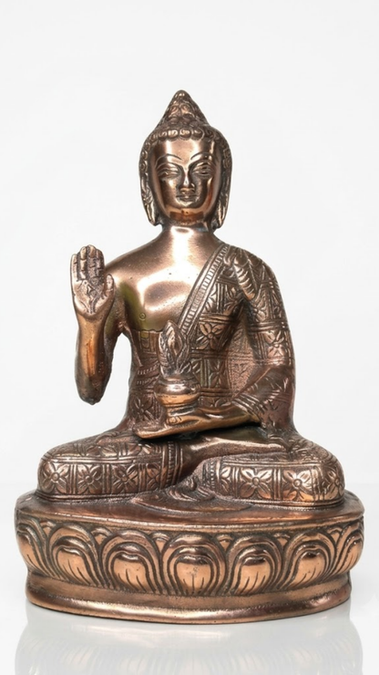 Antique Brass Buddha Statue – Meditating Buddha Idol for Home Décor & Pooja