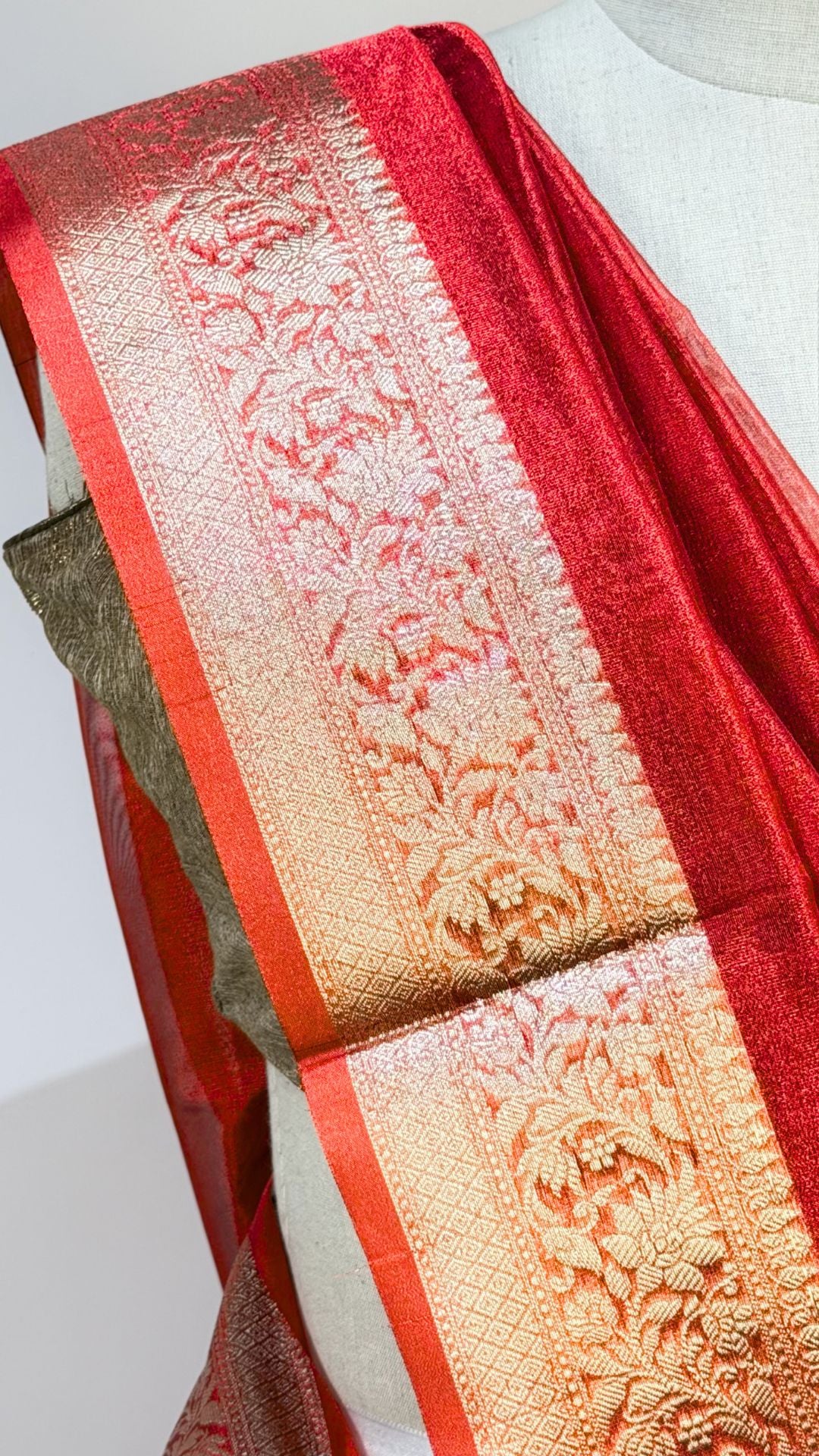 Red Banarasi Tissue Silk Saree