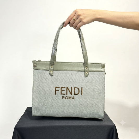 Fendi Roma Grey Canvas Tote Bag for Women