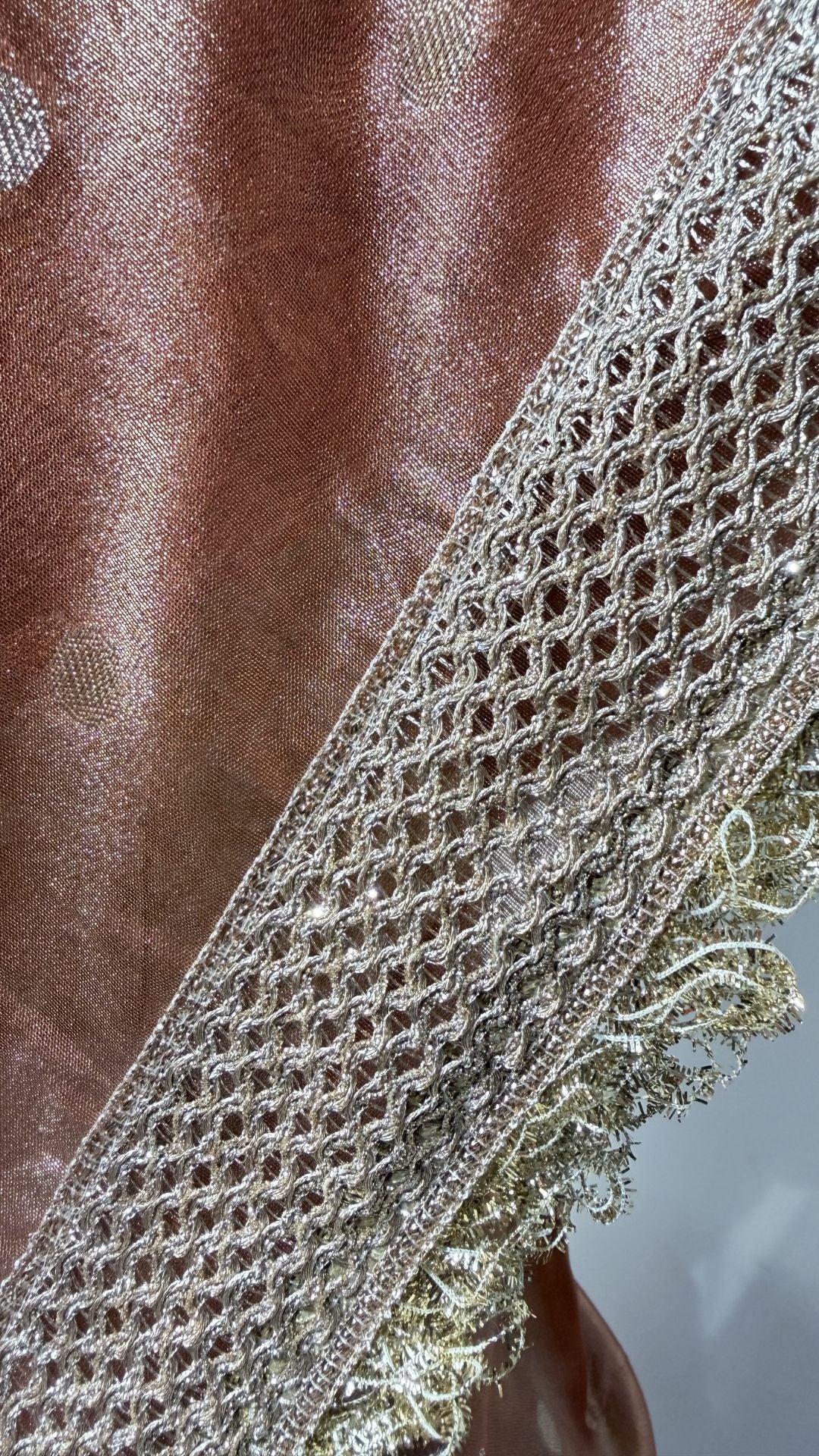 Orange Tissue Saree with Lace Border