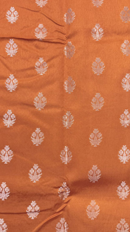 Rust Orange Raw Mango Silk Saree