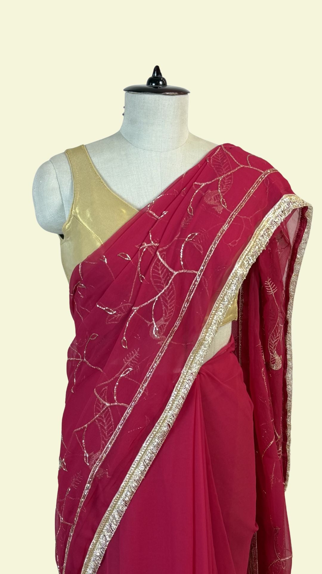 Dark Pink Chiffon Saree for Women