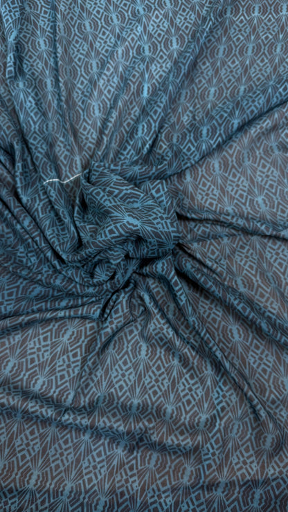 Elegant Navy Blue Leaf Print Georgette Saree with Blouse Piece – Lightweight Party Wear & Casual Saree for Women