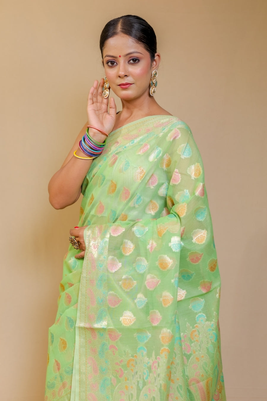 Ethereal Mint Green Banarasi Silk Brocade Saree with Rich Zari Weave