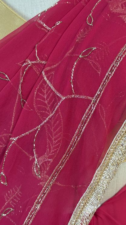 Dark Pink Chiffon Saree for Women