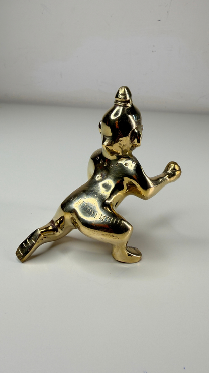 Premium Handcrafted Brass Laddu Gopal Idol – Crawling Bal Krishna Murti for Home Temple & Pooja