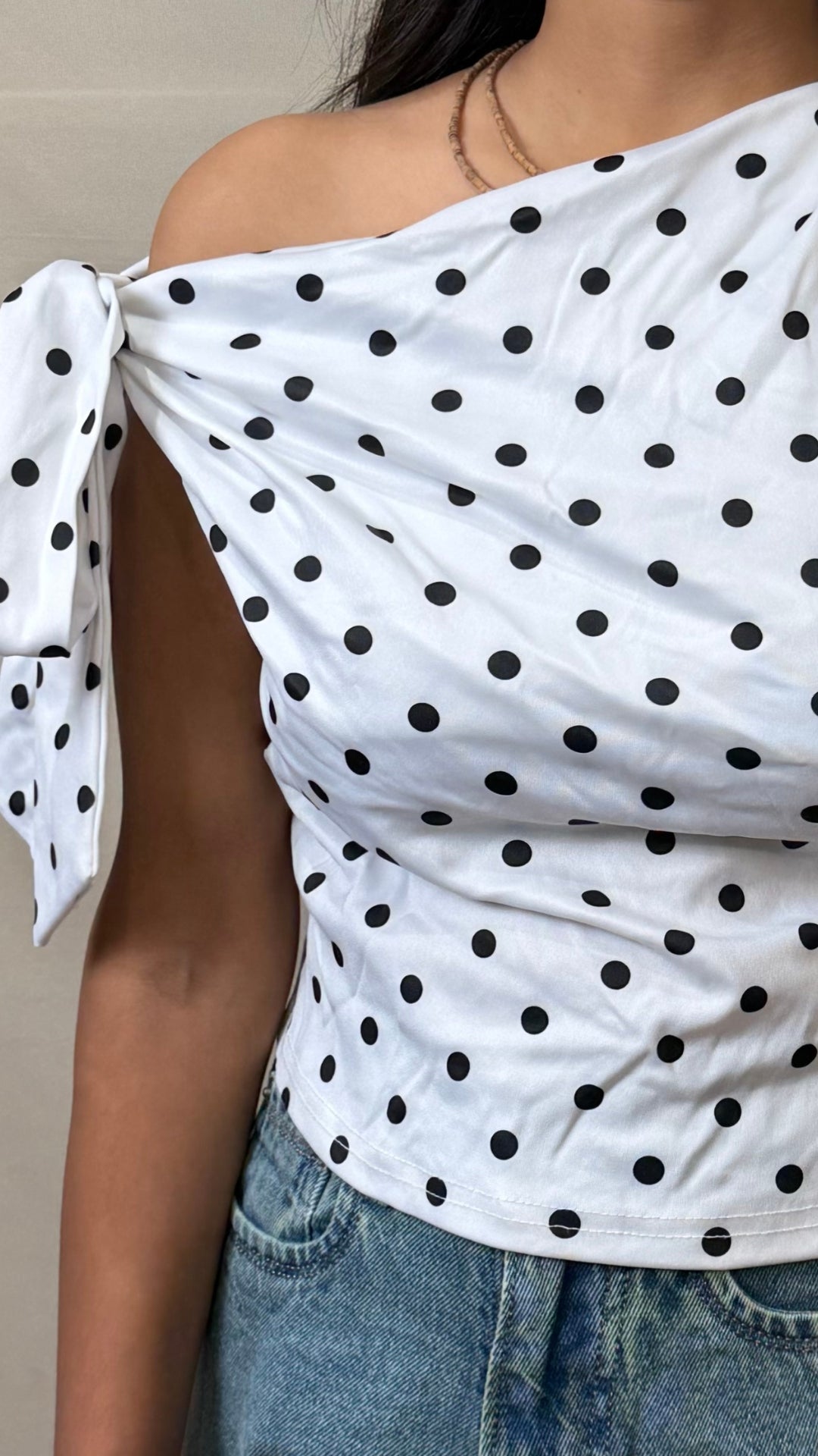 Banarashe Women’s Elegant Polka Dot Shoulder-Tie Top