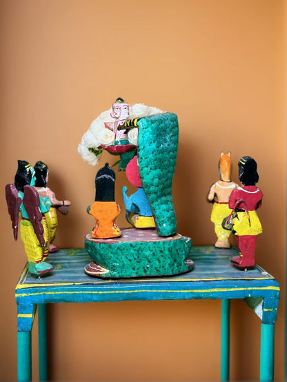 Multicolor Laquer Wooden Lakshmi Narayan In Ksheer Sagar for Decoration