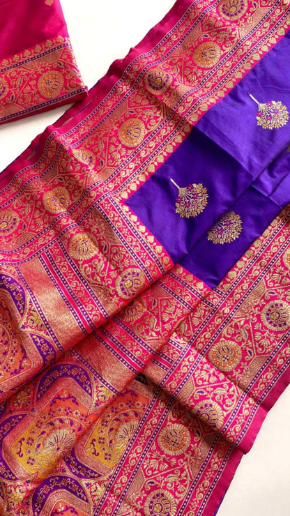 Royal Blue & Magenta Premium Banarasi Silk Saree