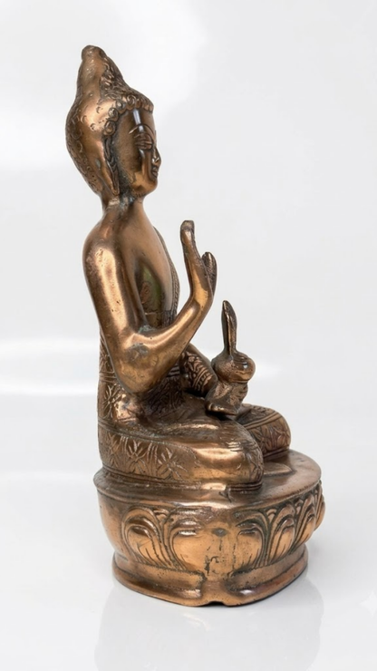 Antique Brass Buddha Statue – Meditating Buddha Idol for Home Décor & Pooja