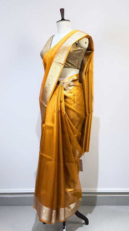 Orange Banarasi Tissue Silk Saree for Women