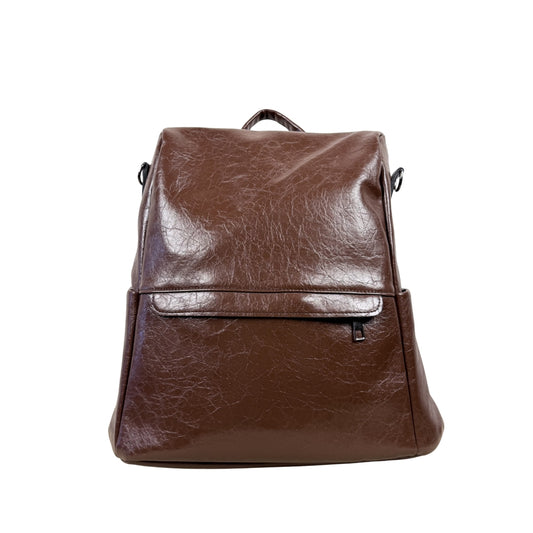 Premium Coffee Brown Leatherette Backpack for Women