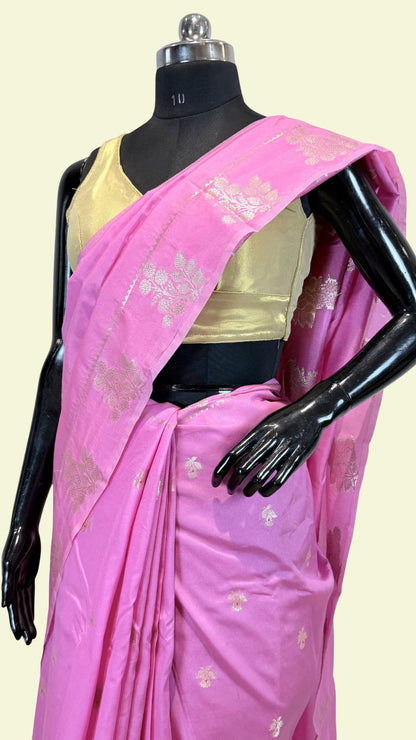 Baby Pink Raw Mango Silk Saree
