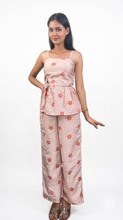 Banarashe Soft Pink Floral Printed  Co-Ord Set