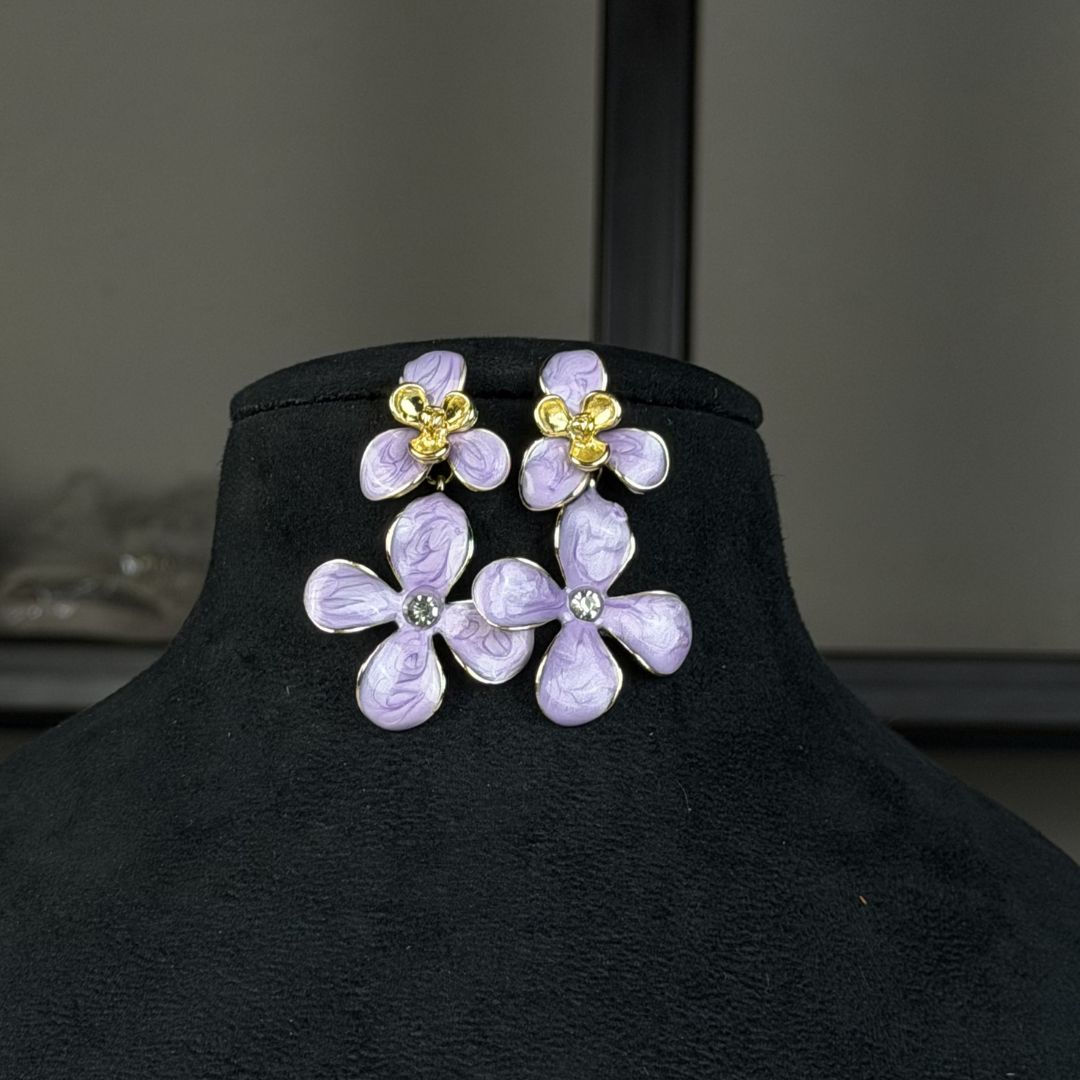 Anti-Tarnish Lavender Blossom Floral Earrings for Women