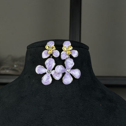 Anti-Tarnish Lavender Blossom Floral Earrings for Women