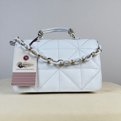 Premium White Quilted Handbag for Women with Chain Handle