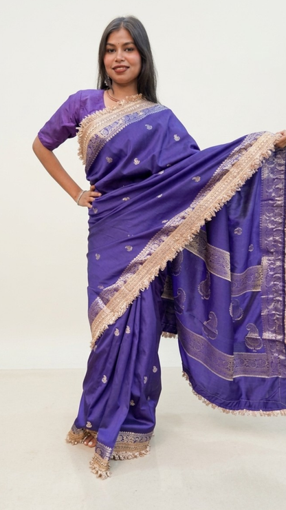 Banarashe Royal Purple Zari Work Saree