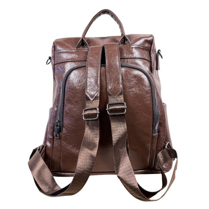 Premium Coffee Brown Leatherette Backpack for Women