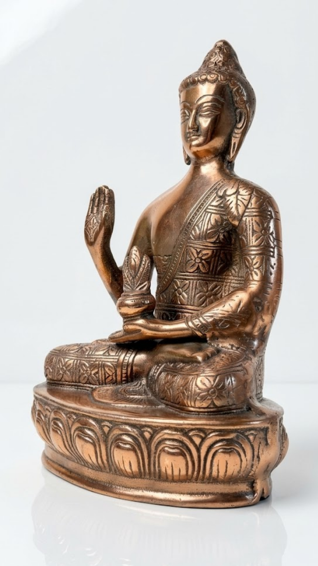 Antique Brass Buddha Statue – Meditating Buddha Idol for Home Décor & Pooja