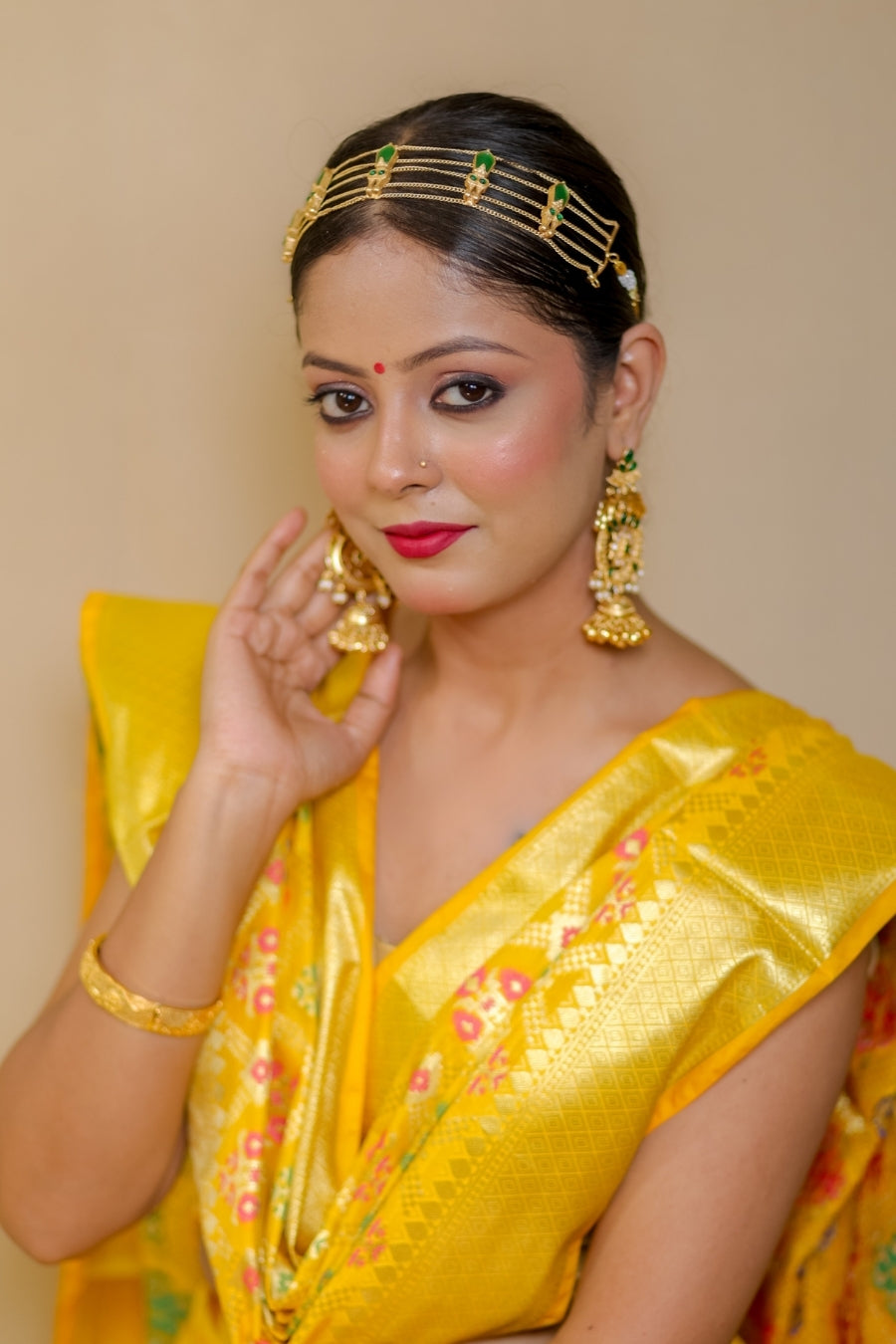 Radiant Marigold Yellow Banarashe Pure  Silk Lehenga Set