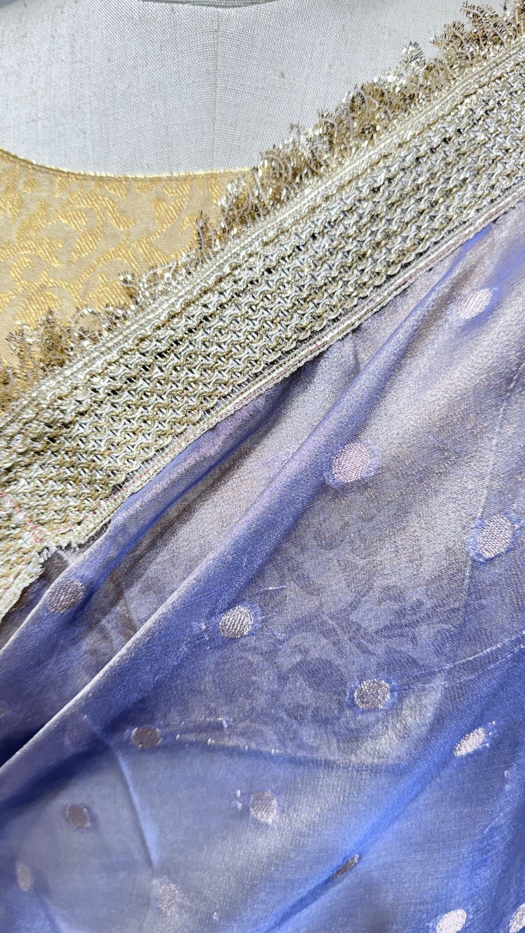 Lavender Tissue Saree With Lace Border
