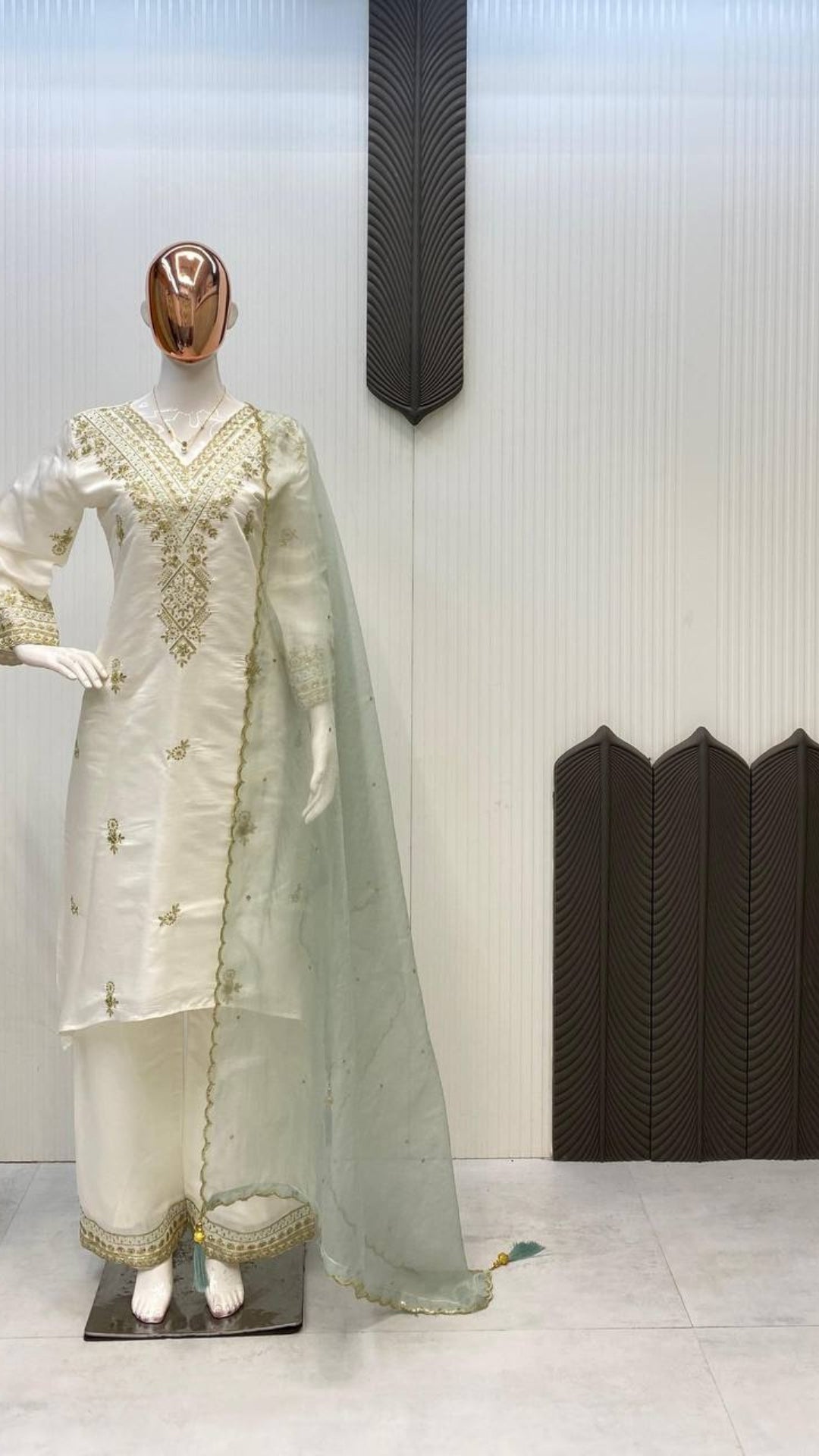 Roman Silk Embroidered Plazzo Suit Set