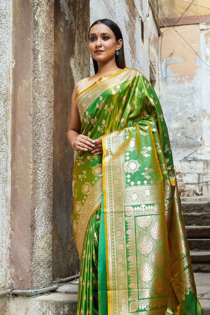 Green Silk Woven Banarasi Saree