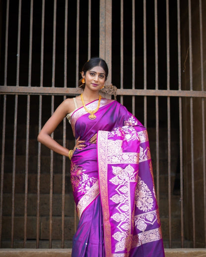 Deep Violet Katan Mashru Silk