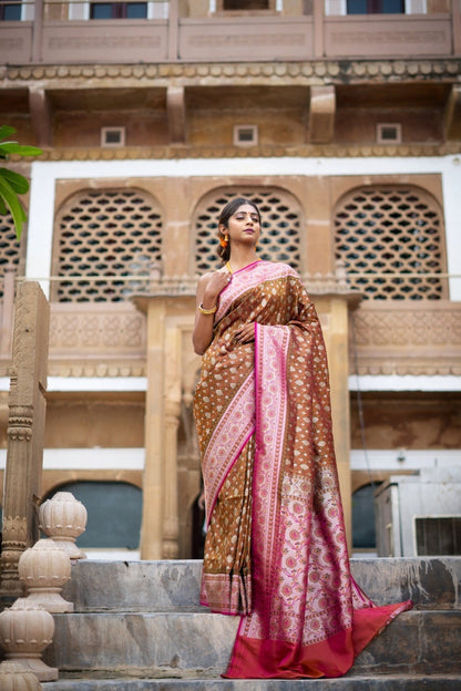 Orange Katan Mashru Silk