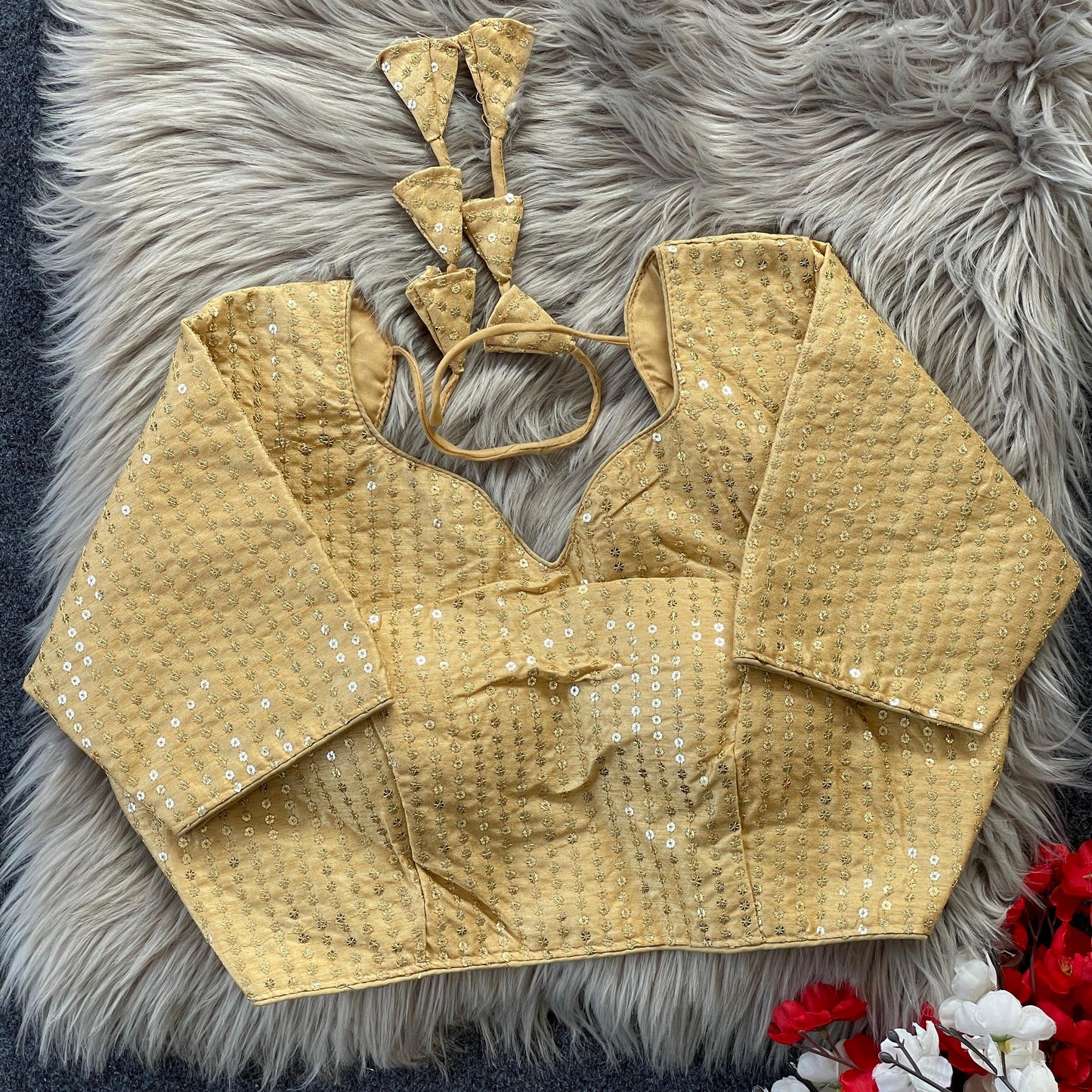 Elegant V-Neck Readymade Saree Blouse with Back Dori