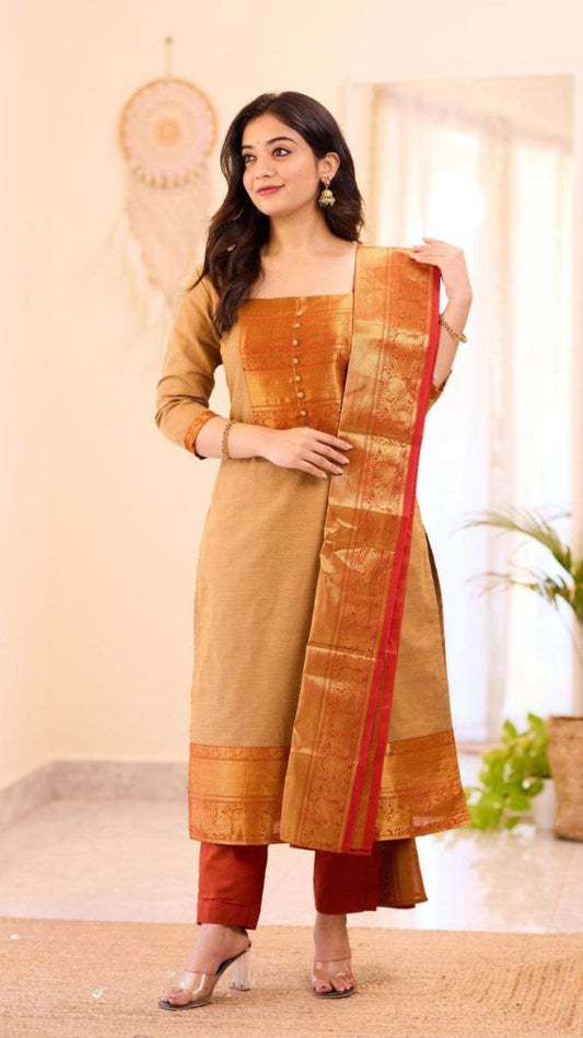 Banarasi Kurta Pant Set with Banarasi Jacquard Dupatta for Women