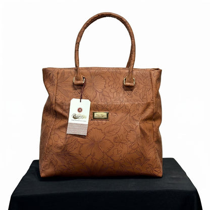 Tan Embossed Luxury Tote Bag