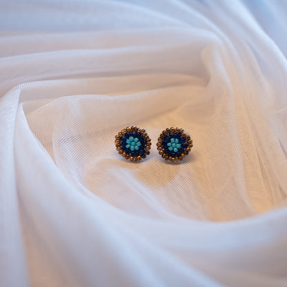 Adda Embroidery Round Shape Top Stud Earrings