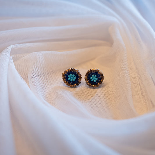 Adda Embroidery Round Shape Top Stud Earrings