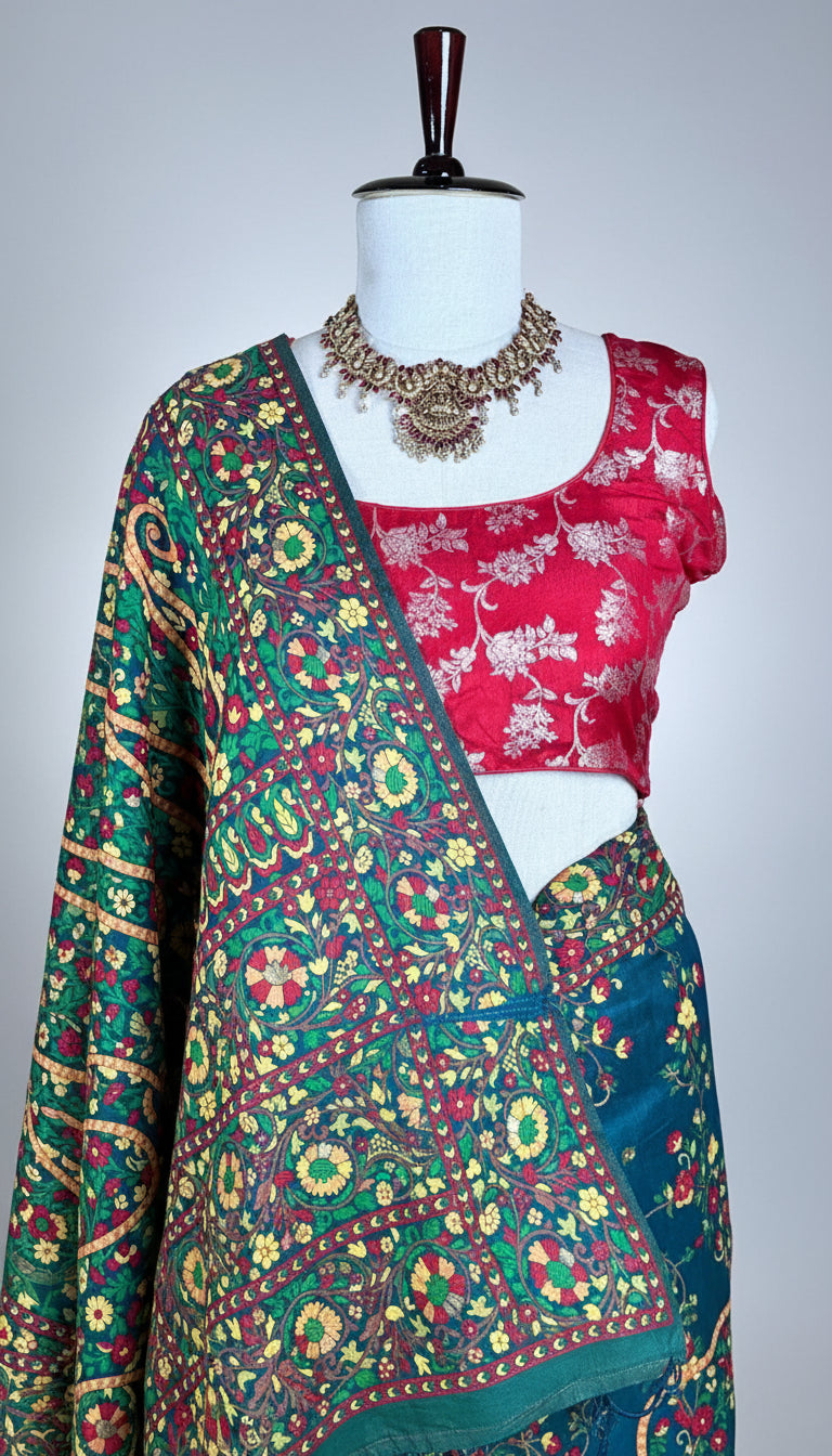 Banarashe Exquisite Art Silk Saree with Contrast Brocade Blouse