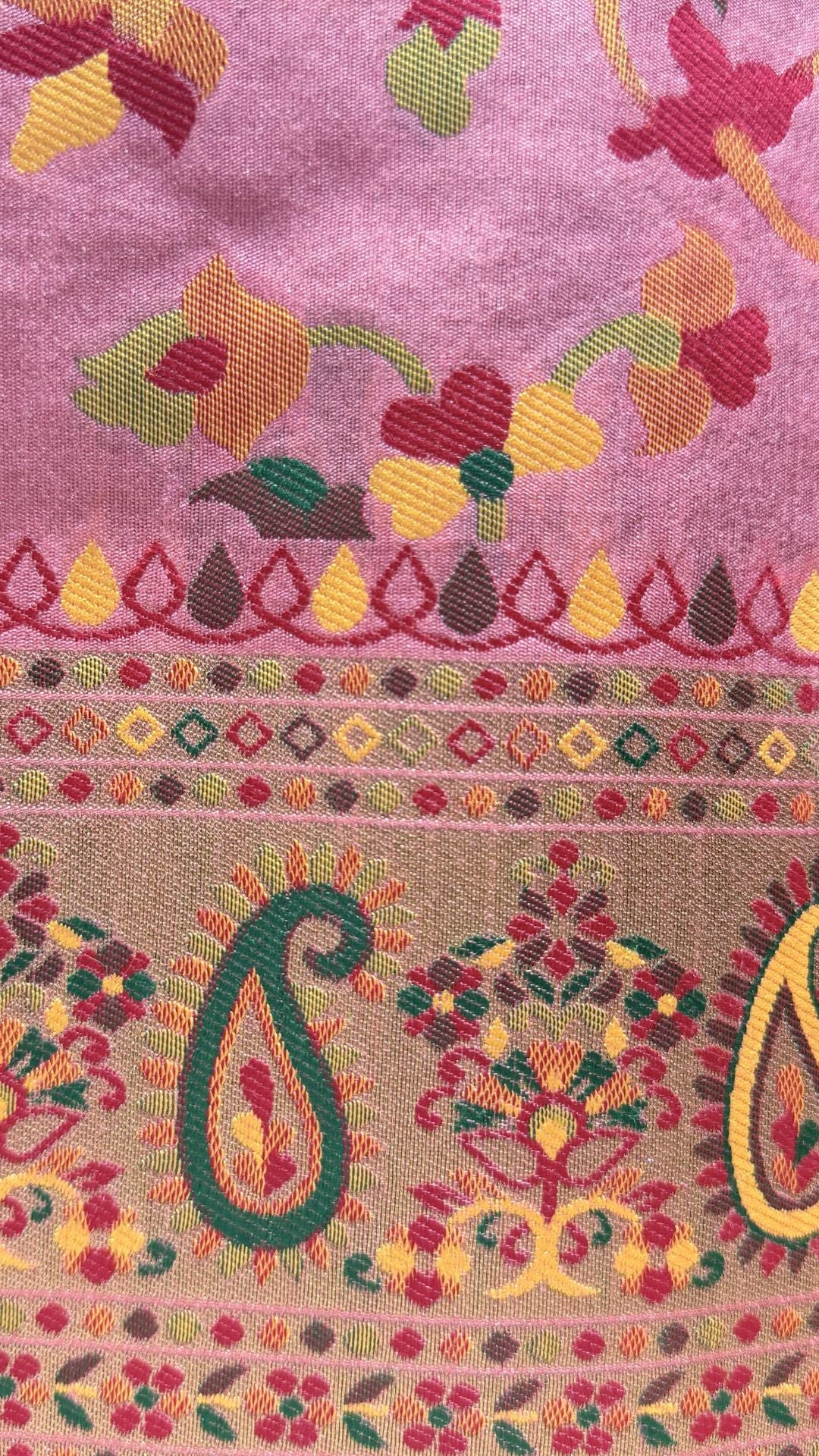 Pink Banarasi Cotton Saree with Meenakari Weaving