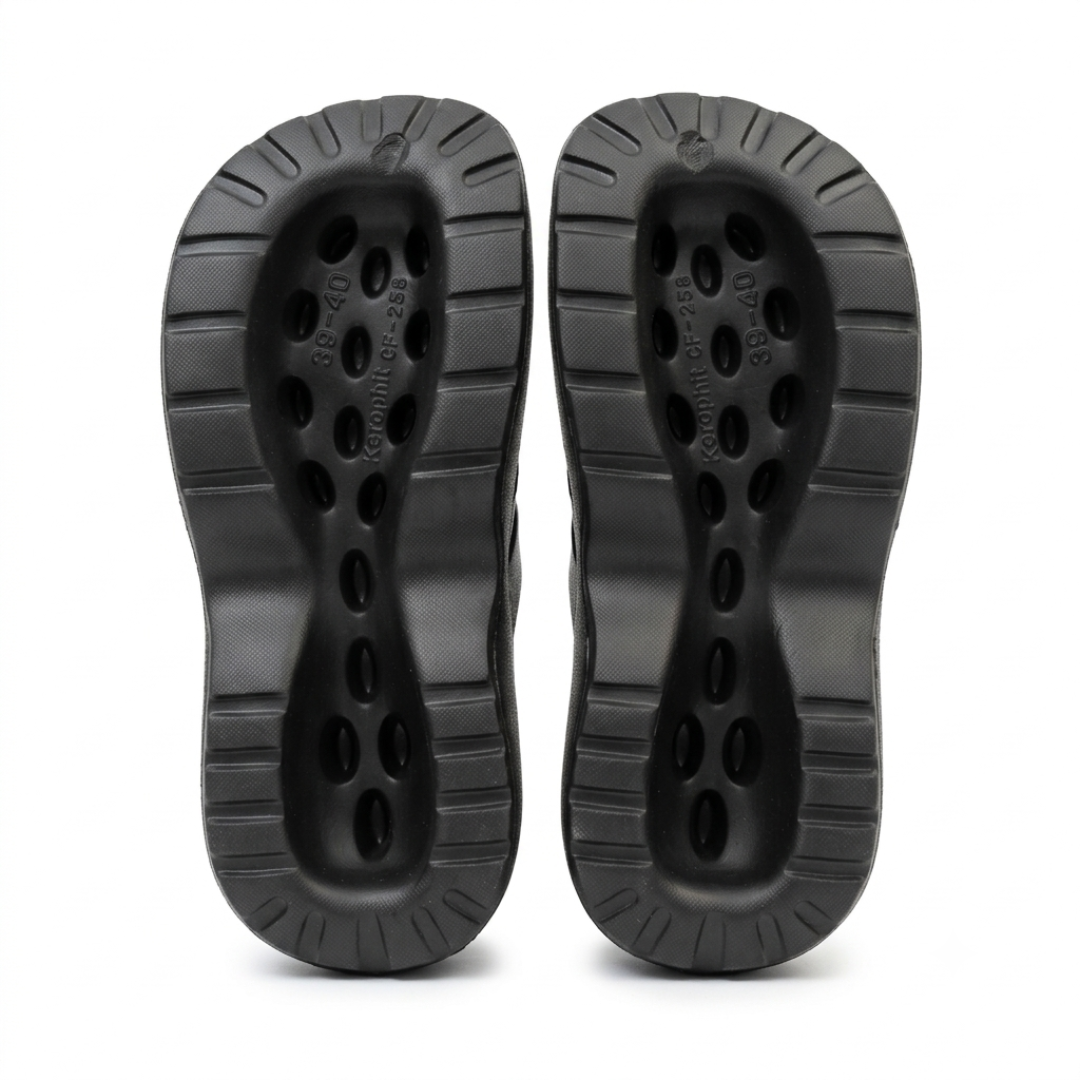 Women’s Black Platform Flip-Flops with Pink Bow Embellishment
