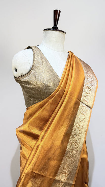 Orange Banarasi Tissue Silk Saree for Women